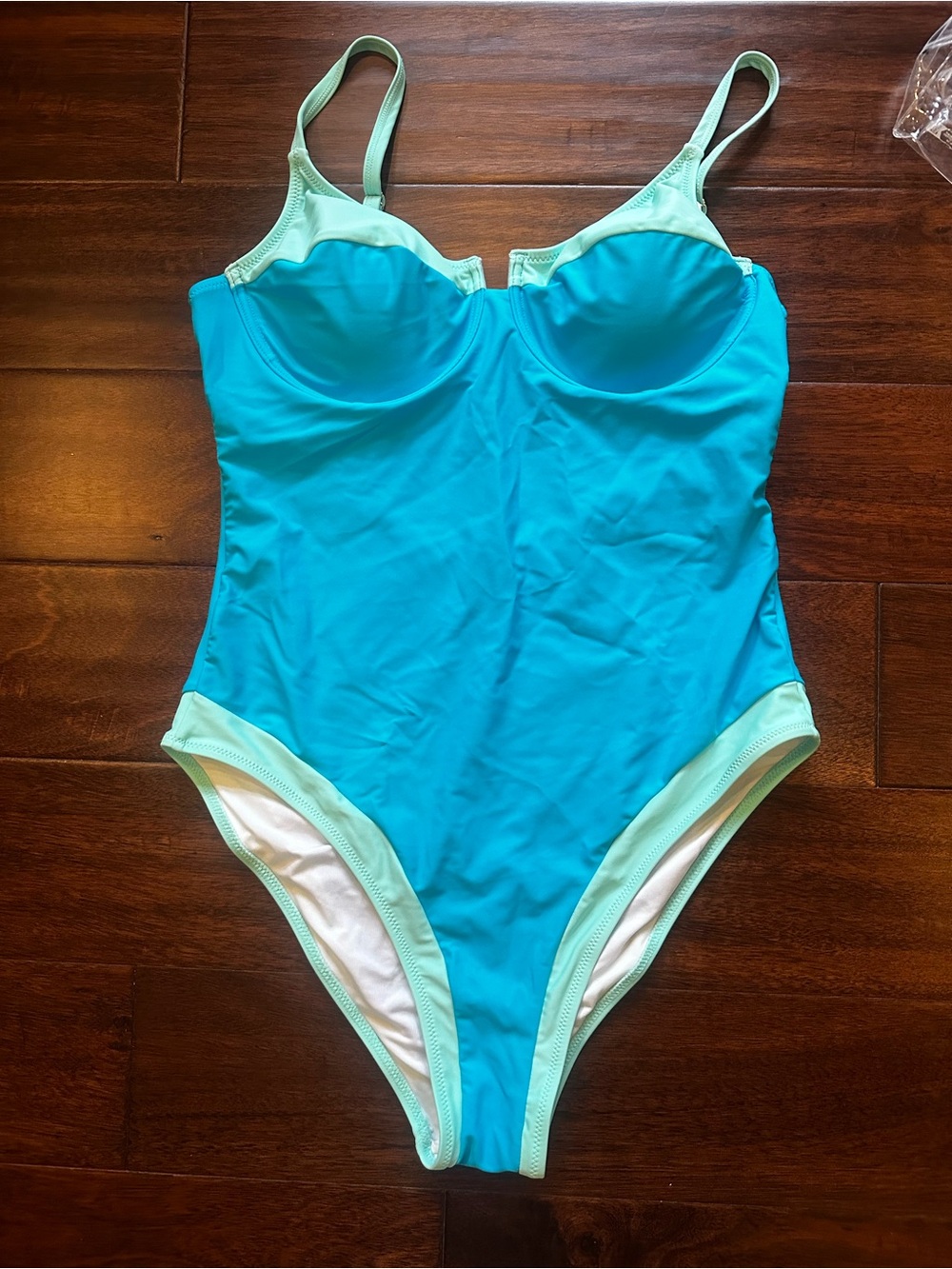Popvil Bright Turquoise One-Piece Swimsuit with Mint Trim